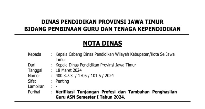 Verifikasi TPG dan Tamsil Guru ASN Semester 1 Tahun 2024