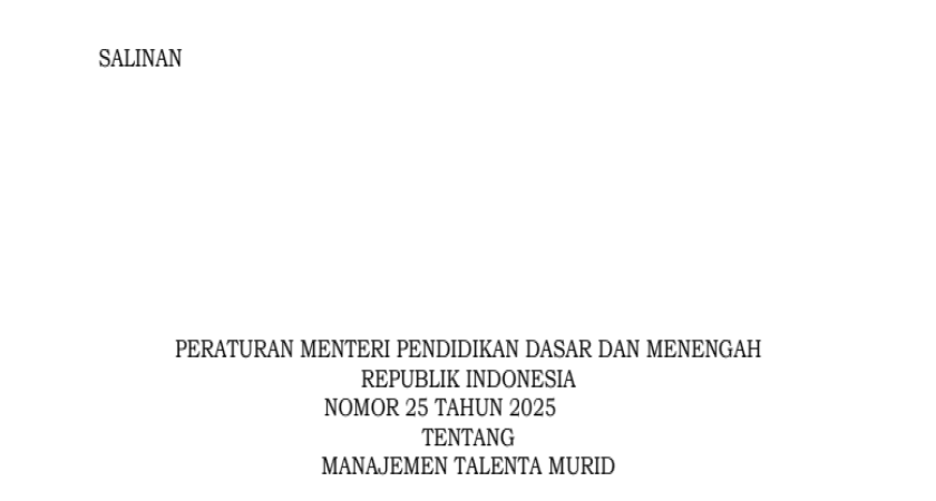 Permendikdasmen Nomor 25 Tahun 2025