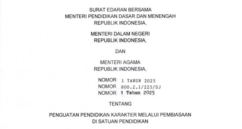 SEB Mendikdasmen, Mendagri dan Menag