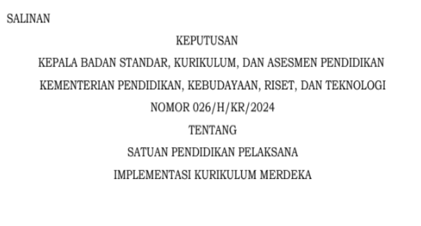 Keputusan Kepala BSKAP Nomor:026/H/KR/2024