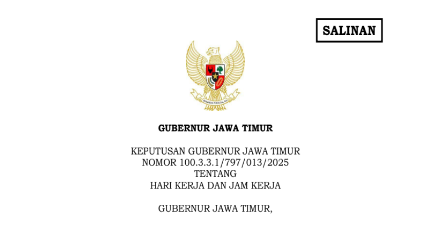 Keputusan Gubernur Jatim Nomor 797 Tahun 2025