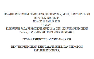 Permendikbudristek Nomor 12 Tahun 2024