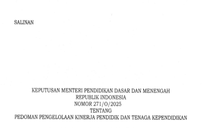 Kepmendikdasmen Nomor 271/O/2025