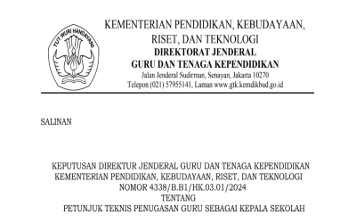 Keputusan Dirjen GTK Nomor 4338/B.B1/HK.03.01/2024
